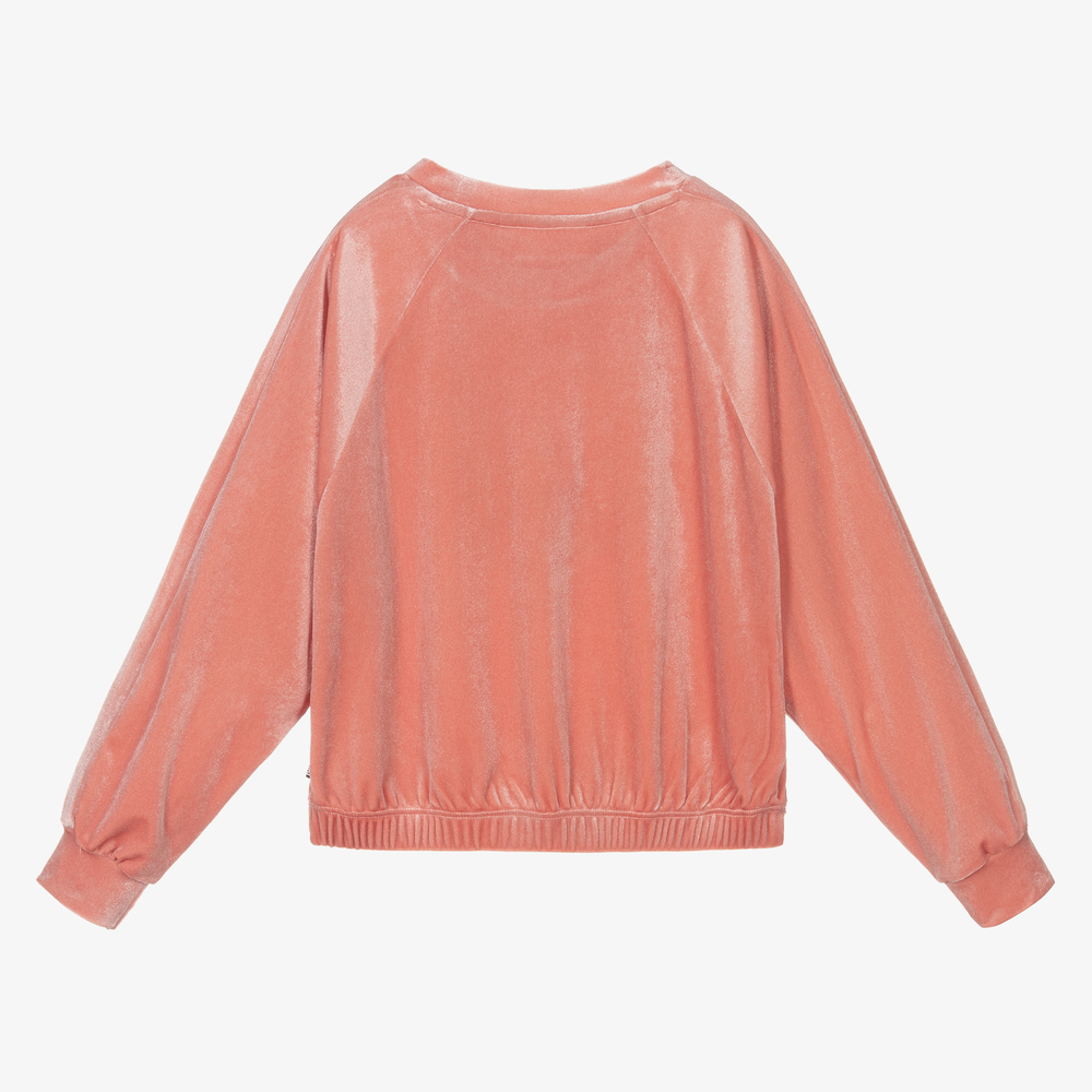 Molo-Girls Pink Velour Sweatshirt | Childrensalon Outlet