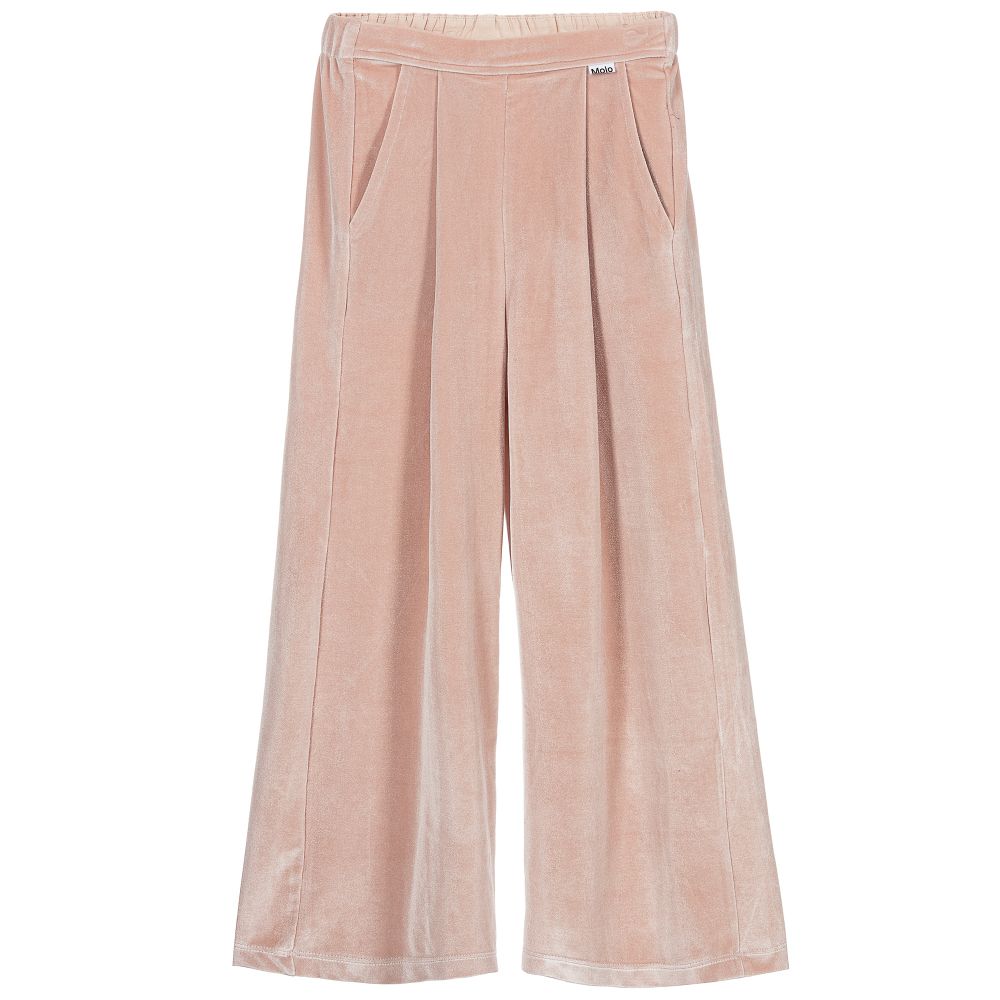 Molo - Girls Pink Velour Trousers | Childrensalon