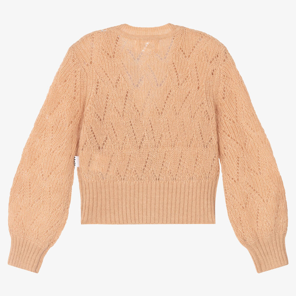 Molo-Girls Pink Wool Cardigan | Childrensalon Outlet