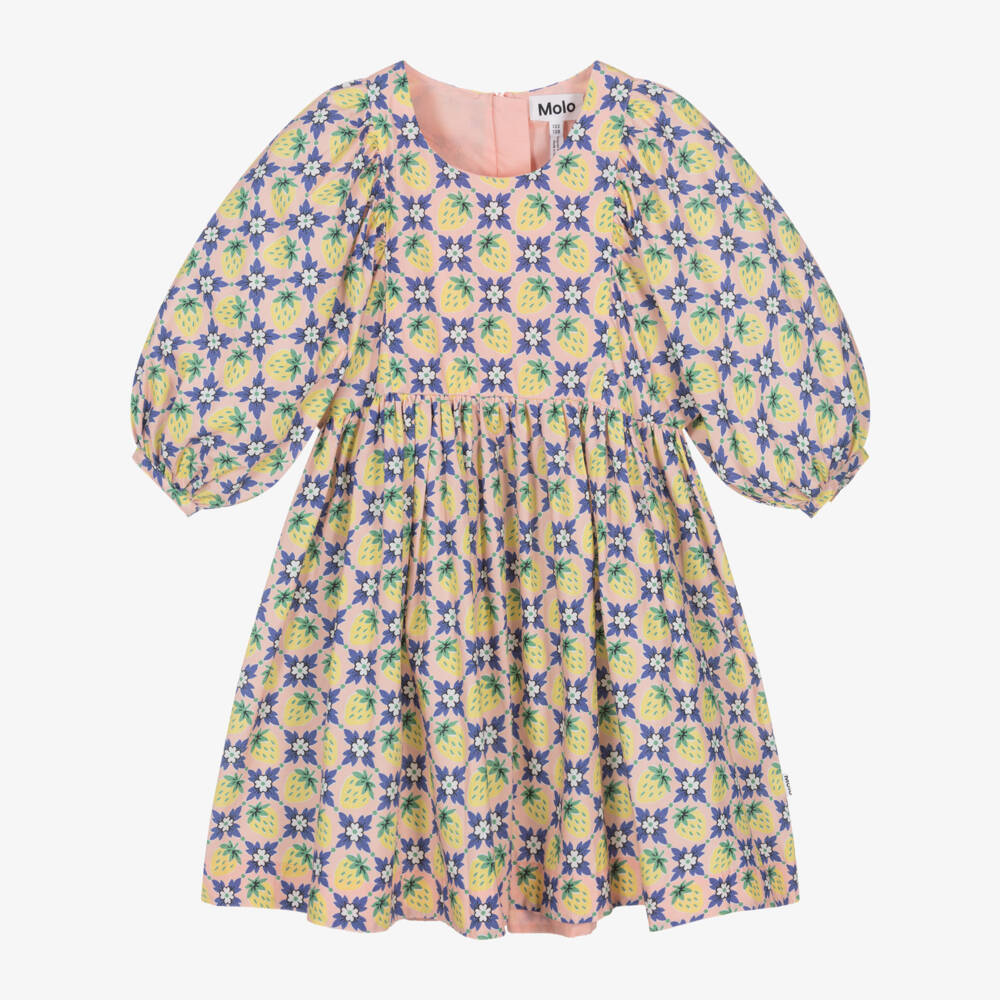 Molo-فستان بناتي وردي وأصفر بتصميم التوت | Childrensalon Outlet