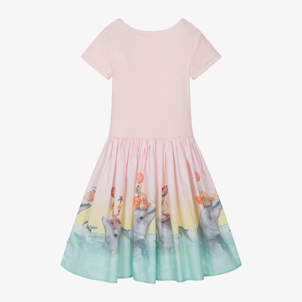 Molo-Girls Playful Pink Dolphin Dress | Childrensalon Outlet