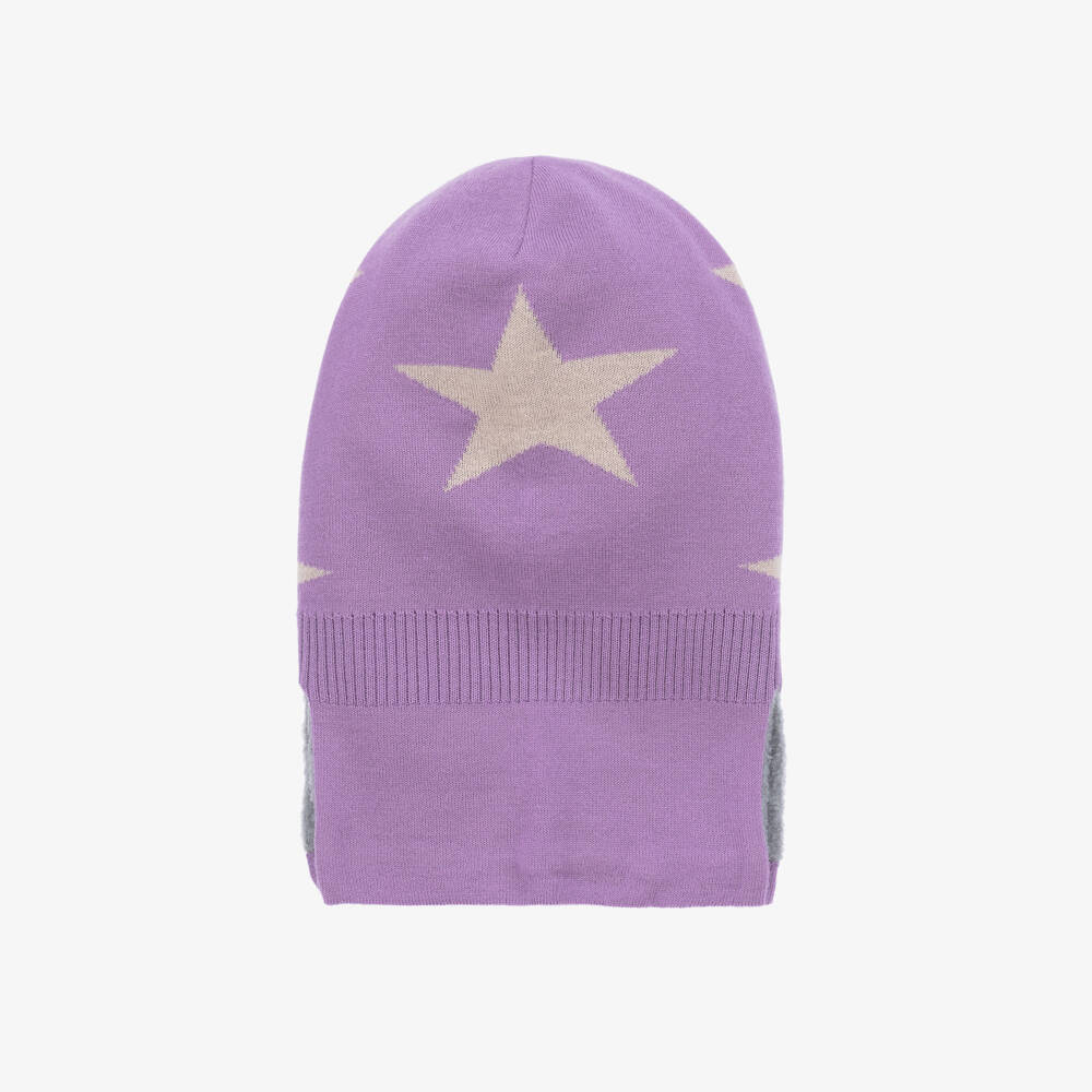 Molo-Girls Plush Violet Star Knit Hood | Childrensalon Outlet