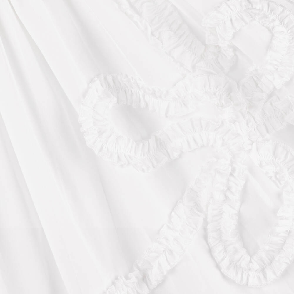 Molo-Girls Pure White Cotton Ruffle Dress | Childrensalon Outlet