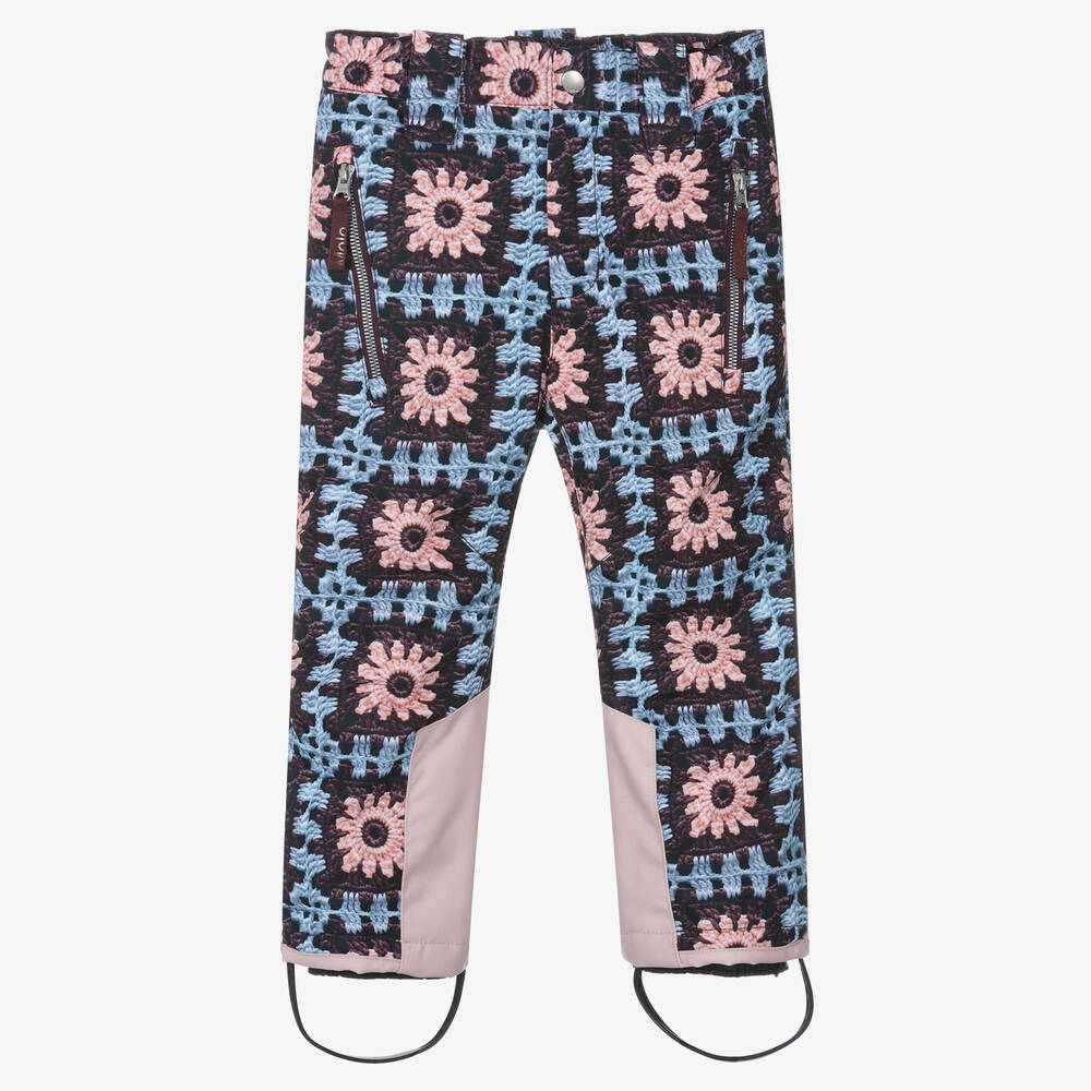 Molo - Girls Purple Crochet Print Ski Trousers | Childrensalon