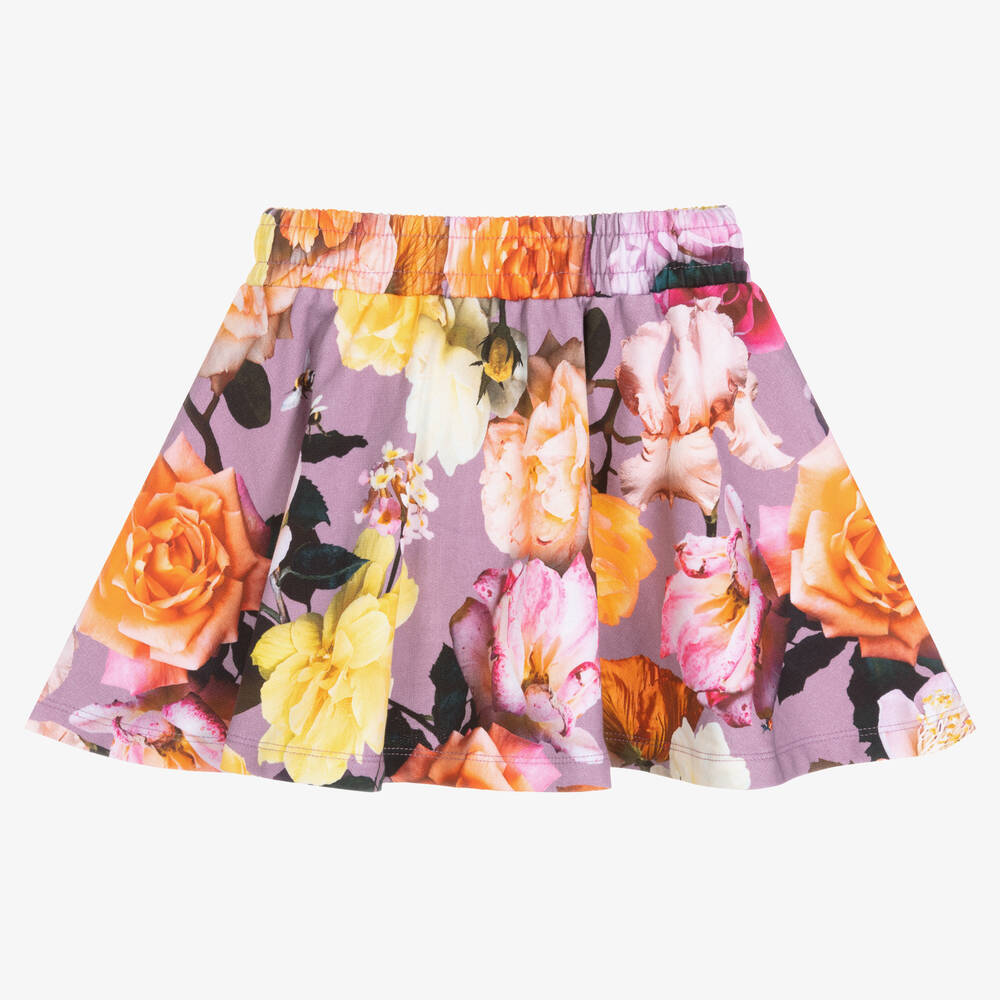 Molo - Girls Purple Floral Cotton Skirt | Childrensalon