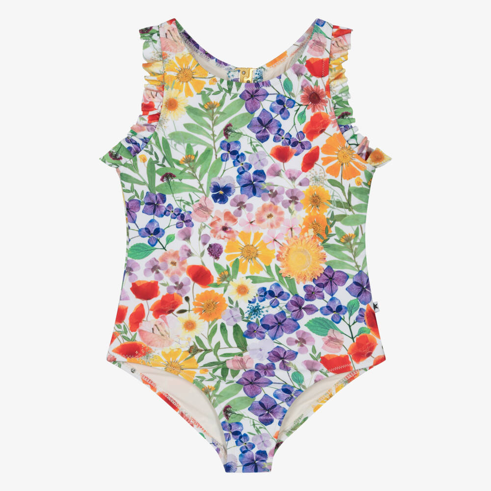 Molo-مايوه بنفسجي مزهر للبنات مع كشكشات | Childrensalon Outlet