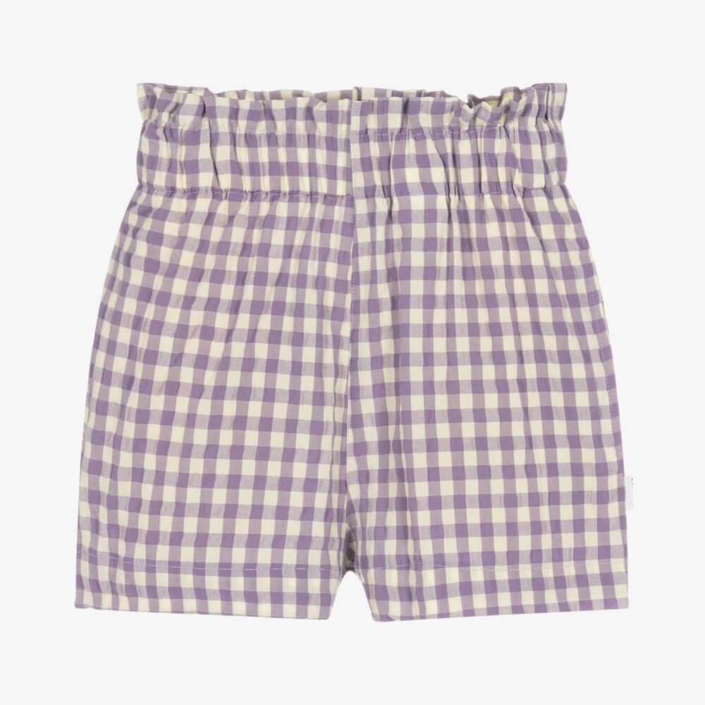 Molo - Girls Purple Gingham Shorts | Childrensalon