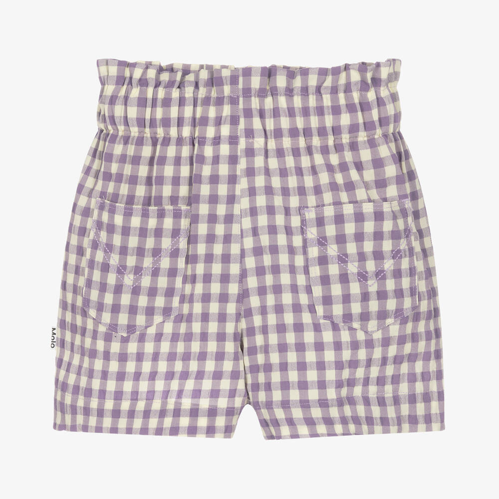 Molo-Girls Purple Gingham Shorts | Childrensalon Outlet