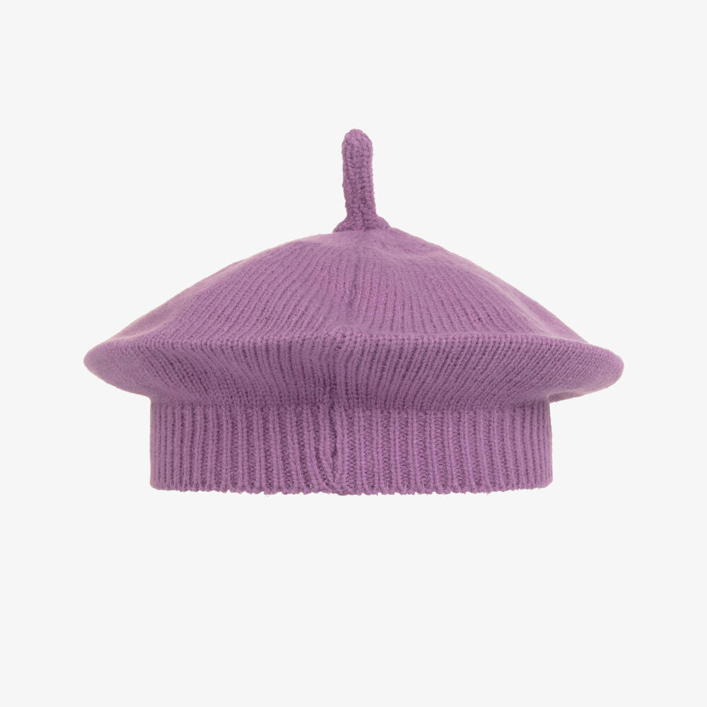 Molo-Girls Purple Knitted Beret | Childrensalon Outlet