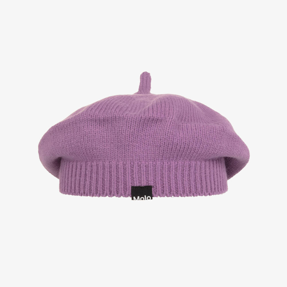 Molo-Girls Purple Knitted Beret | Childrensalon Outlet