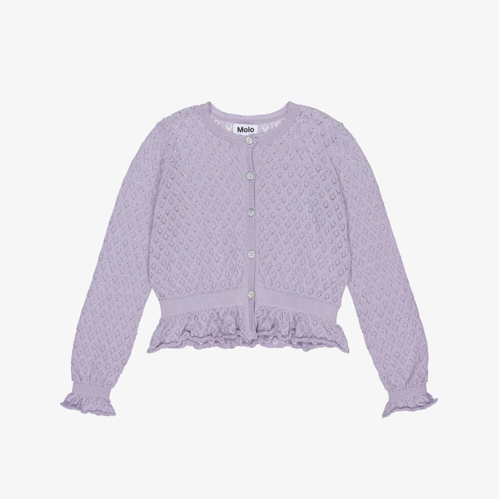 Molo-Кардиган из органического хлопка лаванда для девочек | Childrensalon Outlet