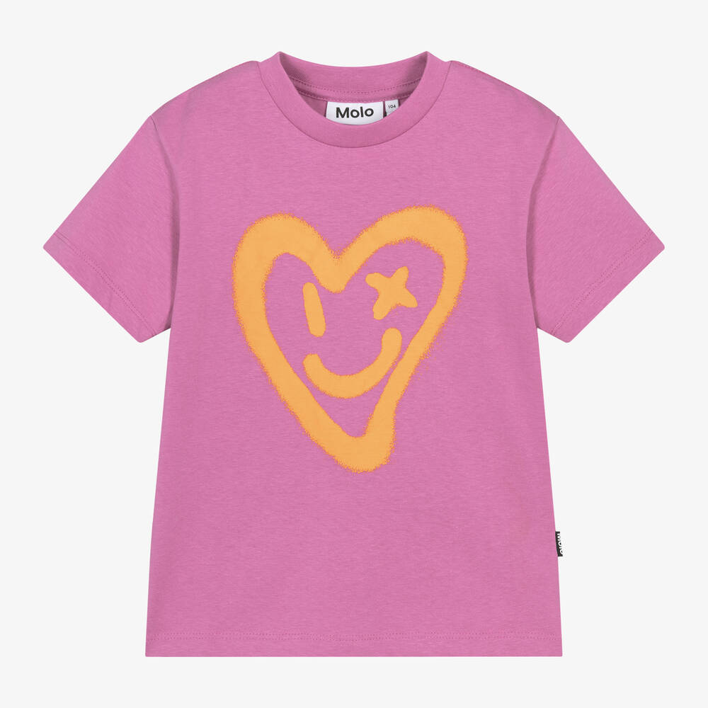 Molo-Girls Purple Organic Cotton T-Shirt | Childrensalon Outlet
