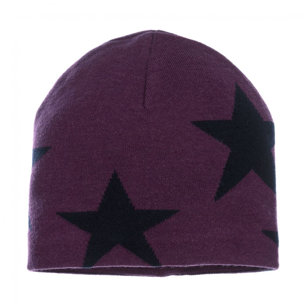Molo - Girls Purple Wool Star Hat  | Childrensalon