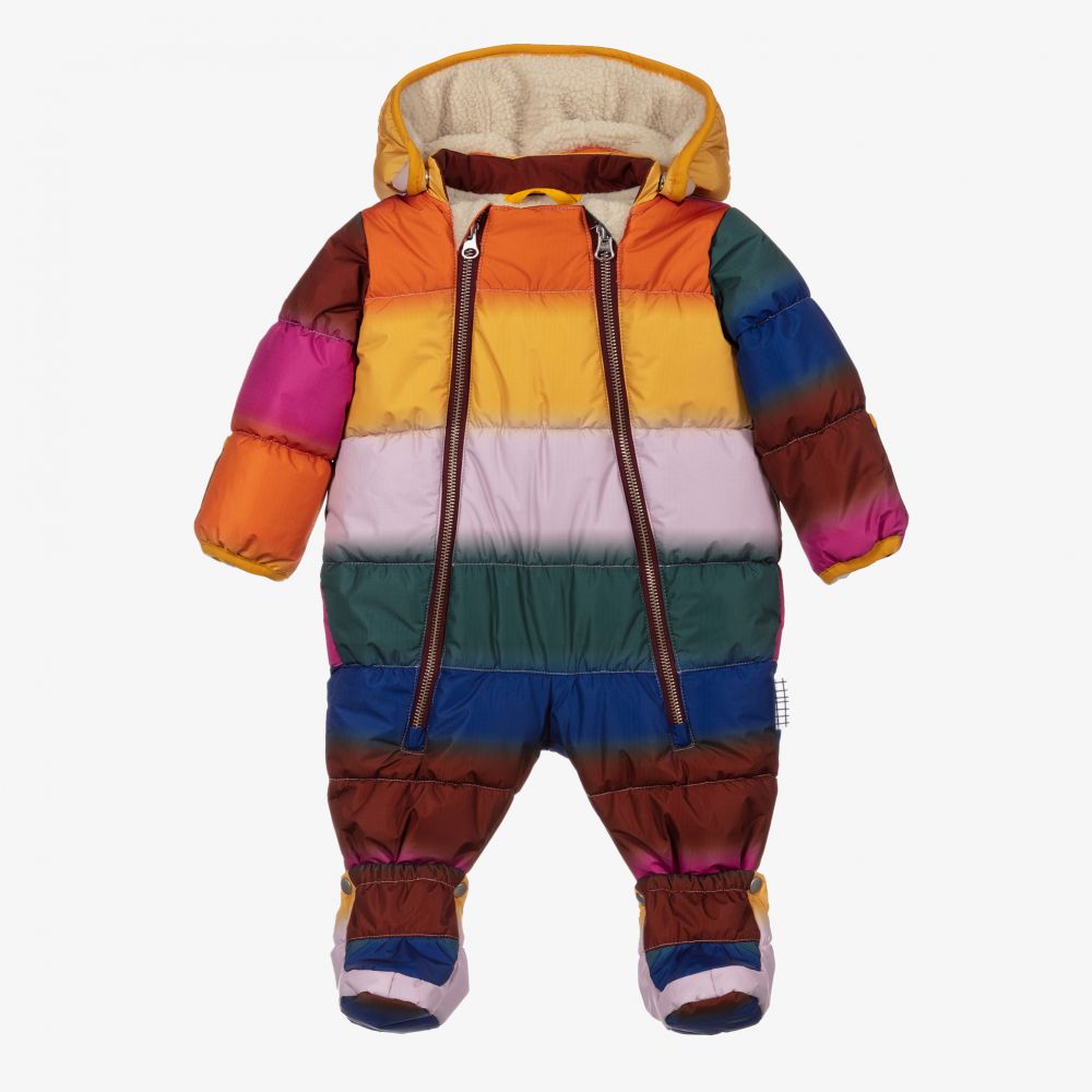 Molo - Girls Rainbow Padded Snowsuit  | Childrensalon