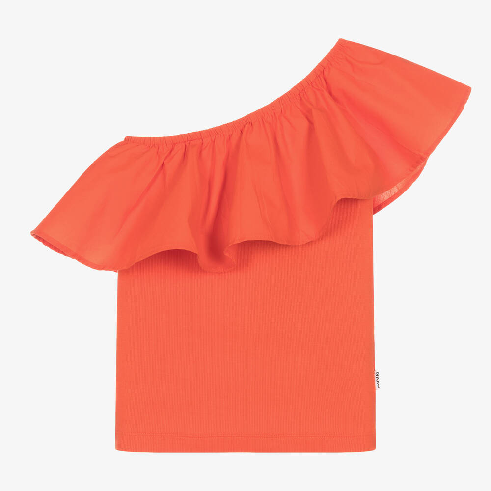 Molo-Girls Red Cotton One-Shoulder Top | Childrensalon Outlet