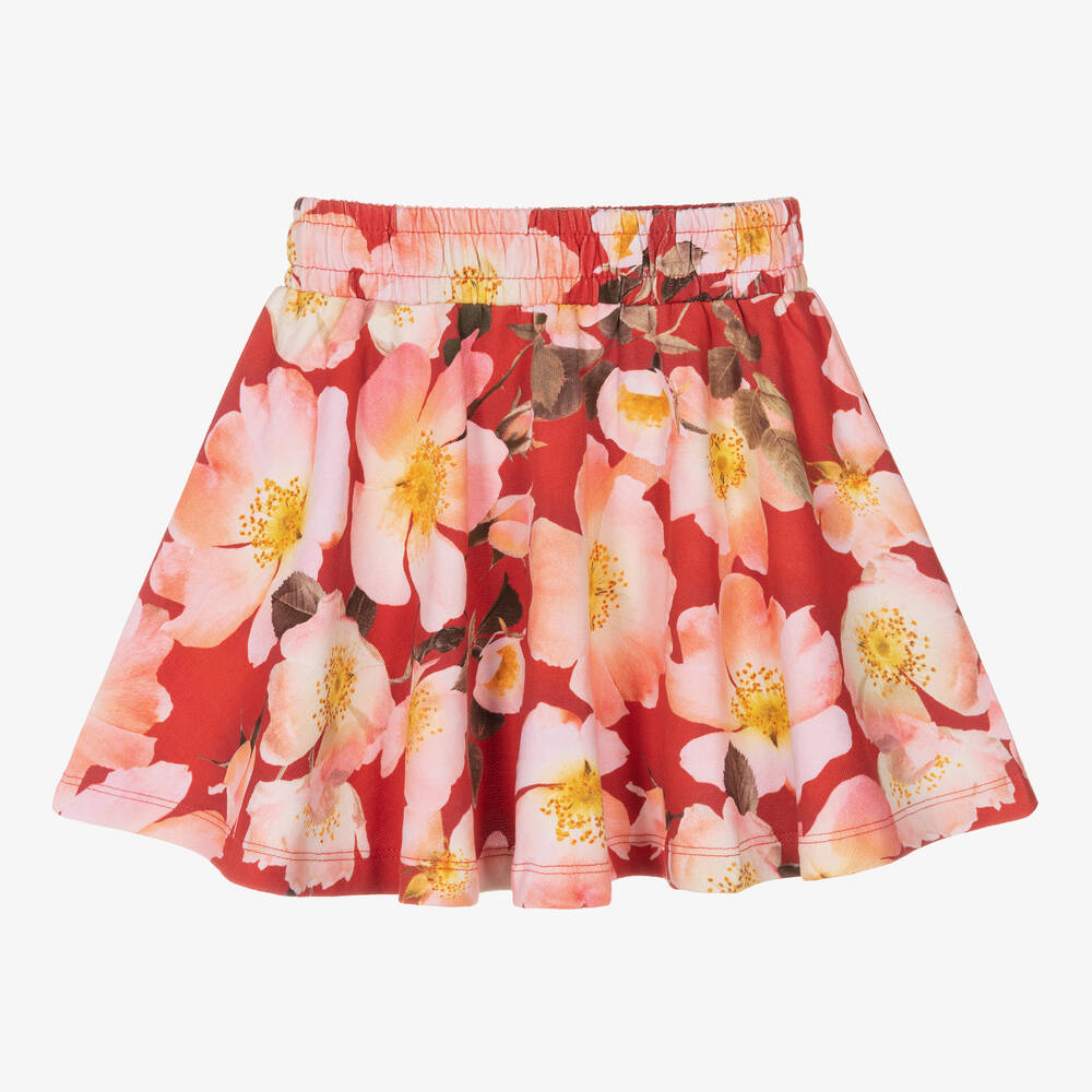 Molo-Girls Red Floral Cotton Skirt | Childrensalon Outlet