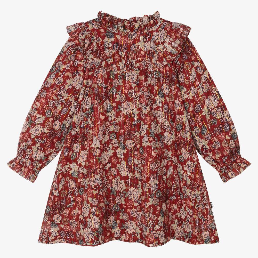 Molo - Robe rouge à fleurs fille | Childrensalon