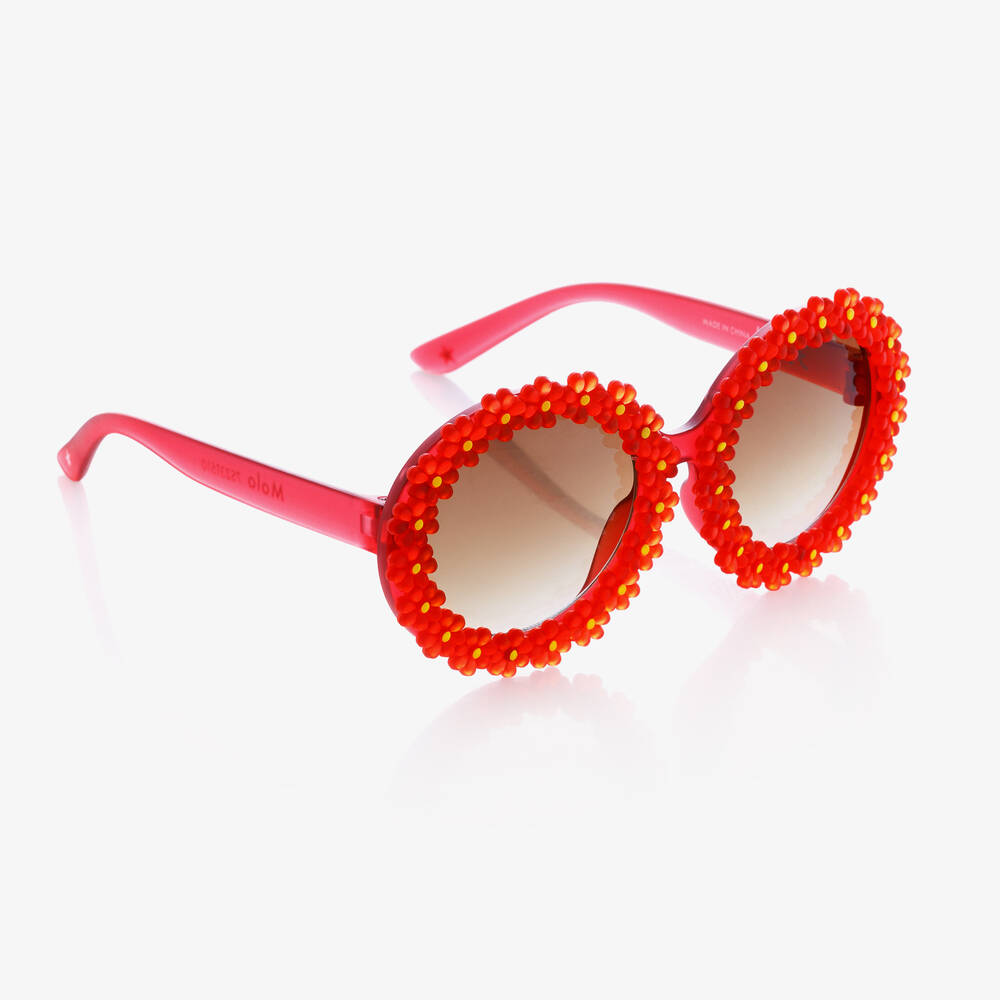 Molo - Красные солнцезащитные очки в оправе с цветами (UVA/UVB) | Childrensalon