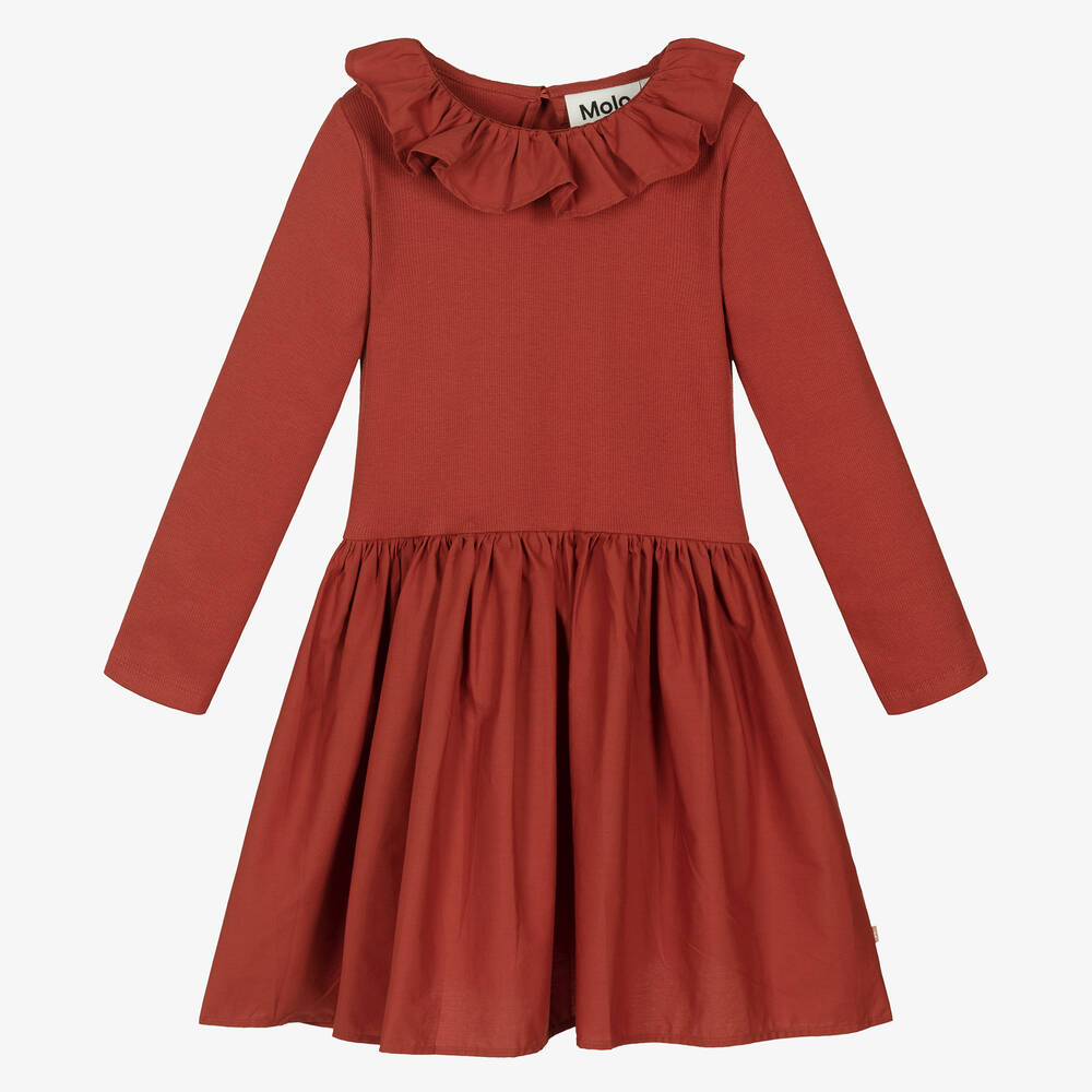 Molo - Красное платье из органического хлопка для девочек | Childrensalon