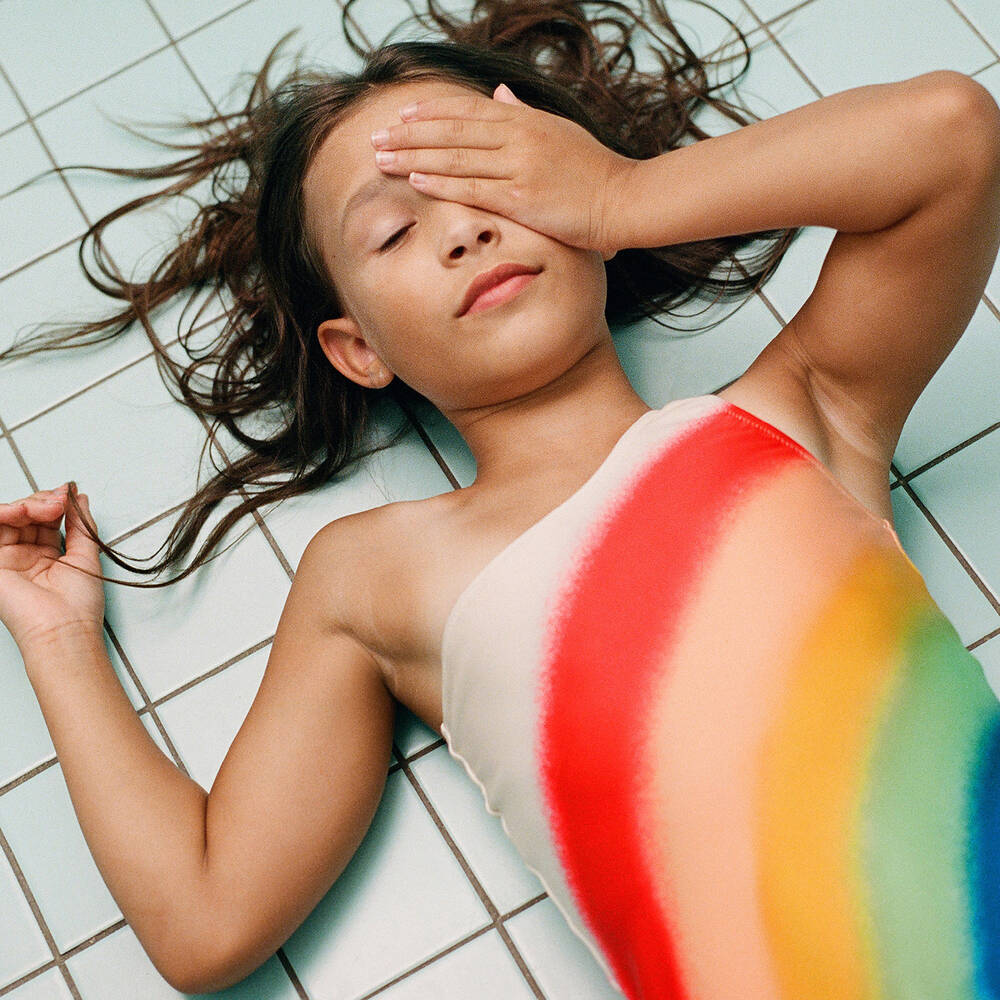 Rainbow swimsuit girl sale