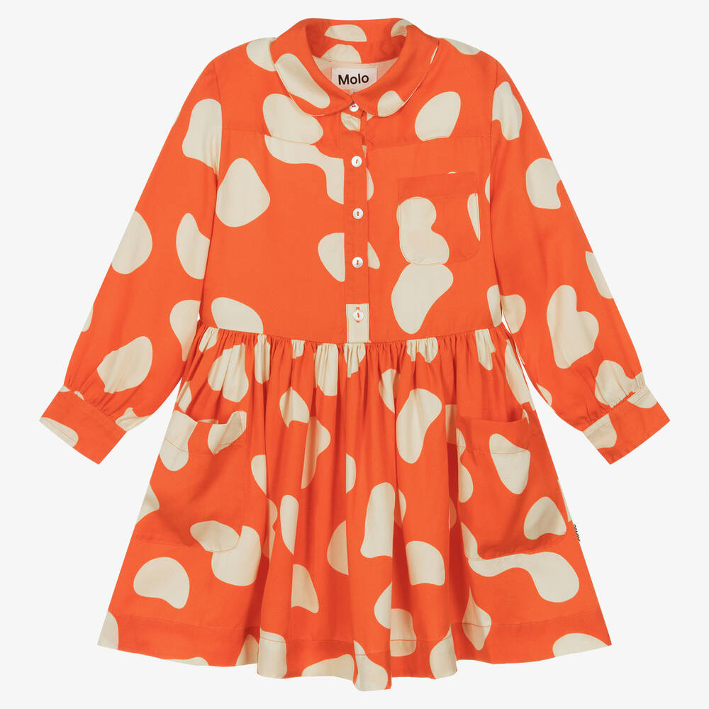 Molo - Girls Red Viscose Spot Dress | Childrensalon