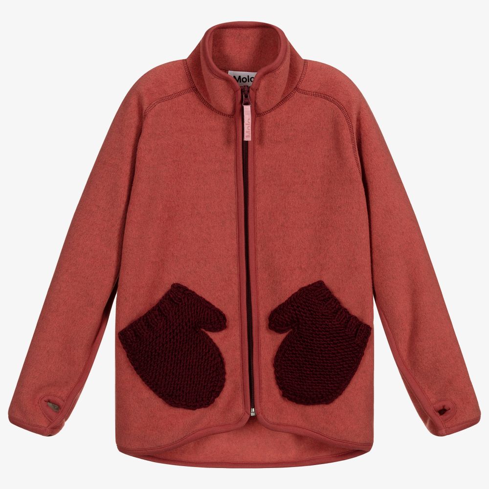 Molo - Veste zippée rouge en polaire fille | Childrensalon