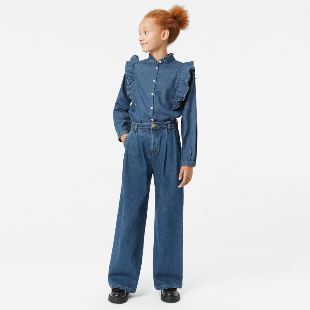 Molo-Girls Relaxed Fit Denim Trousers | Childrensalon Outlet