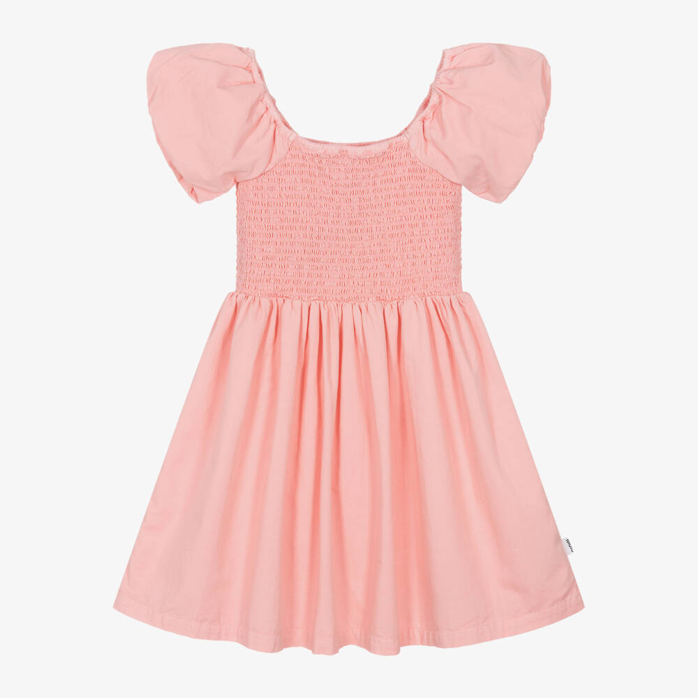 Molo-Girls Rosequartz Organic Shirred Frock | Childrensalon Outlet