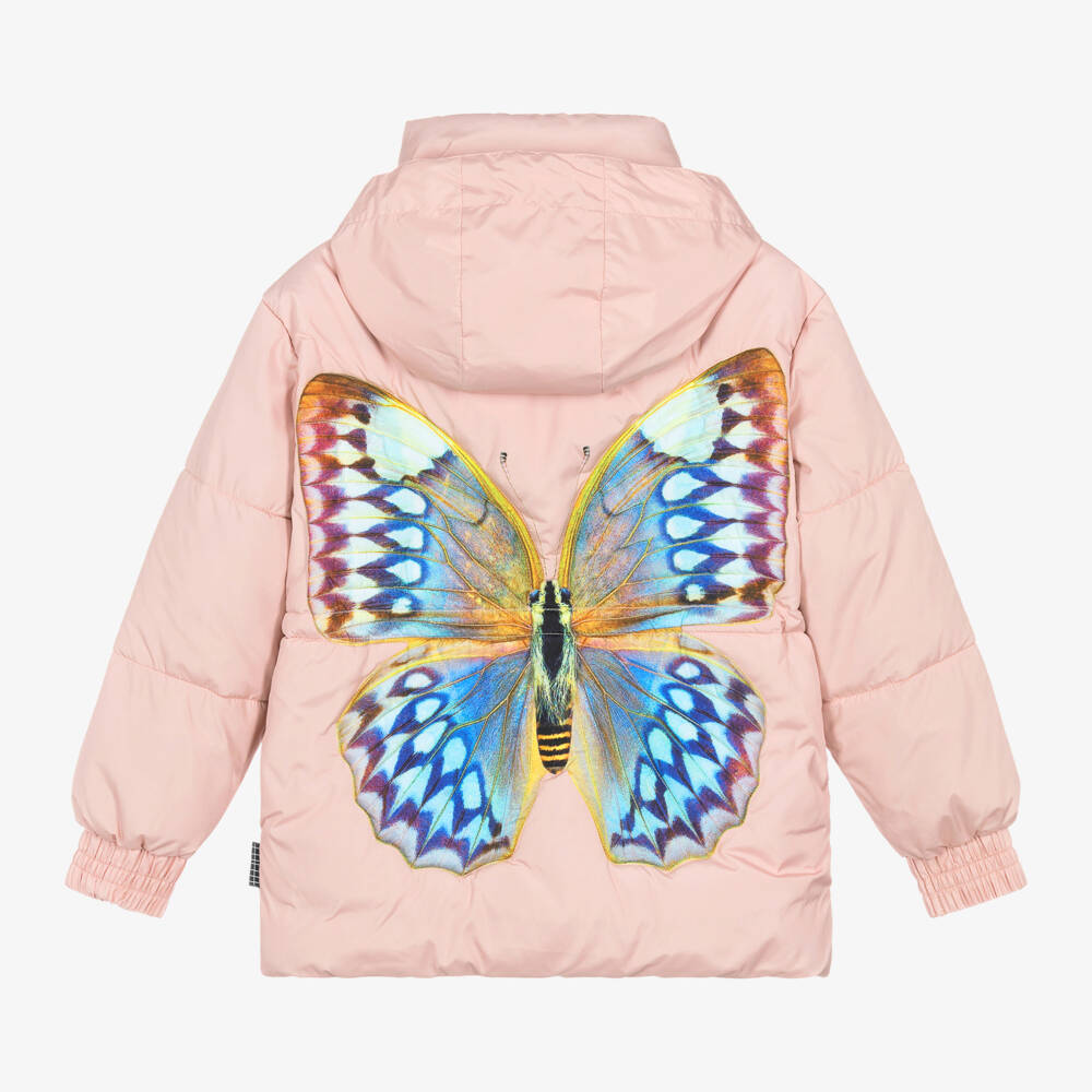 Molo-Girls Rosy Butterfly Quilted Coat | Childrensalon Outlet