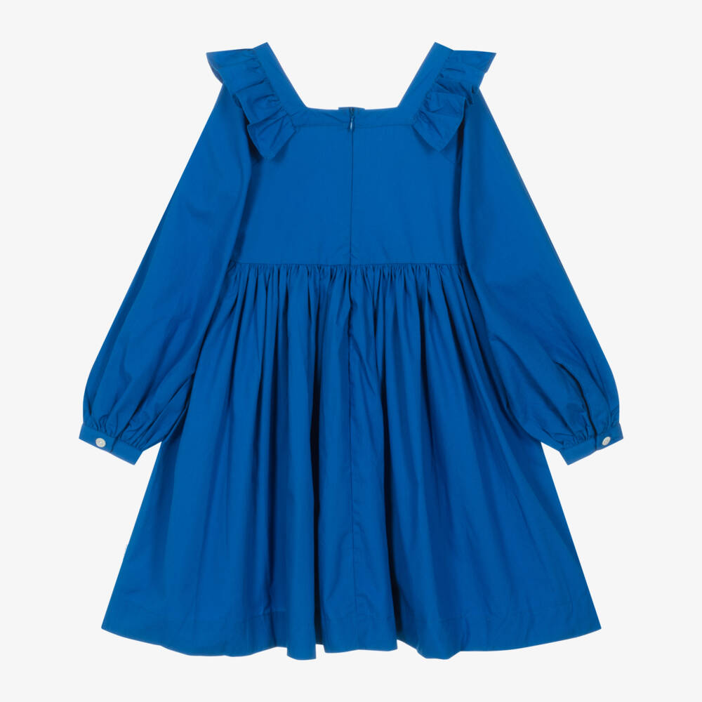 Molo-Girls Royal Blue Ruffle Dress | Childrensalon Outlet