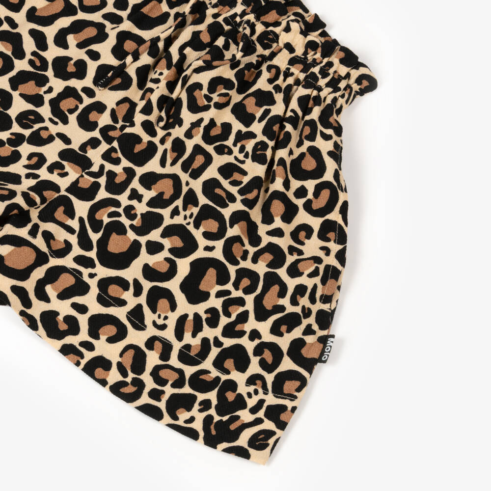 Molo-Girls Safari Print Beige Shorts | Childrensalon Outlet