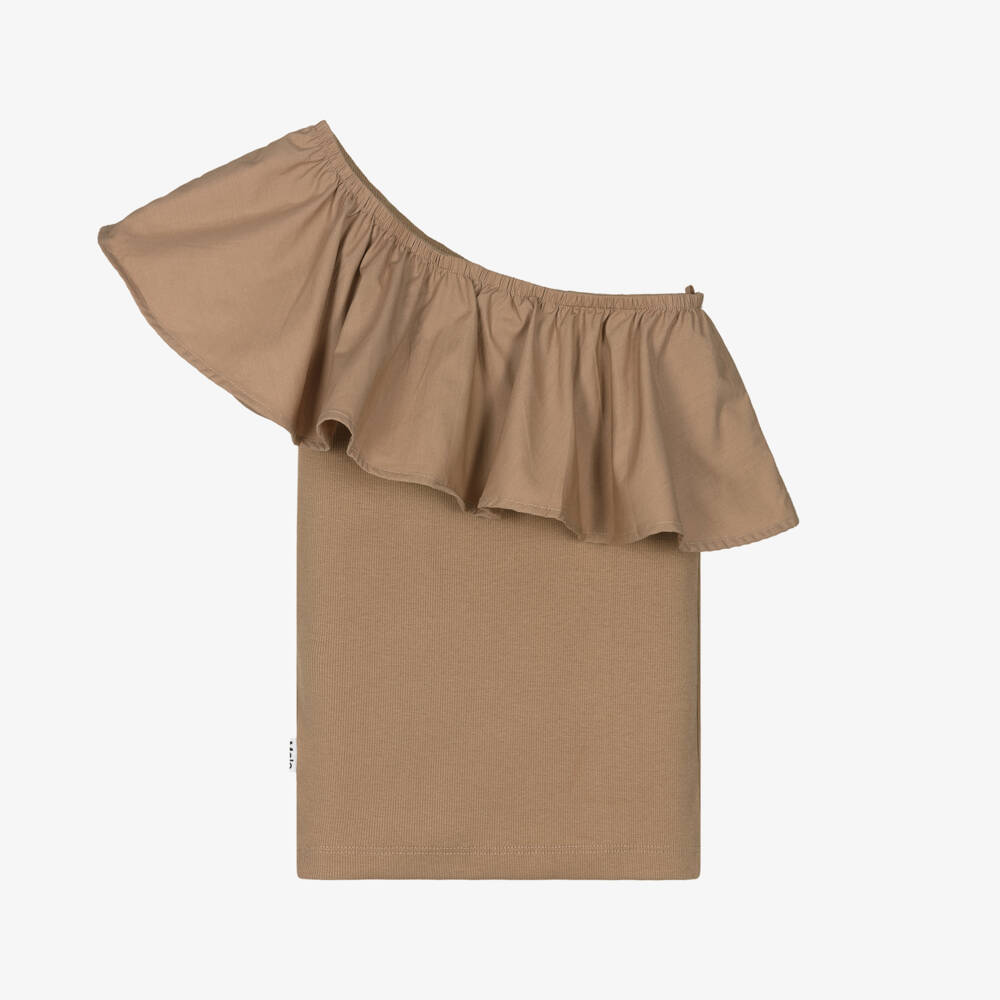 Molo-Асимметричный топ с рюшами из сандалового дерева для девочек | Childrensalon Outlet