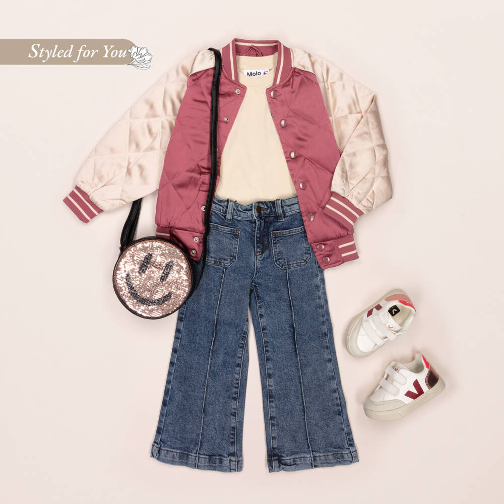 Molo-Girls Satin Quilted Pink Bomber | Childrensalon Outlet