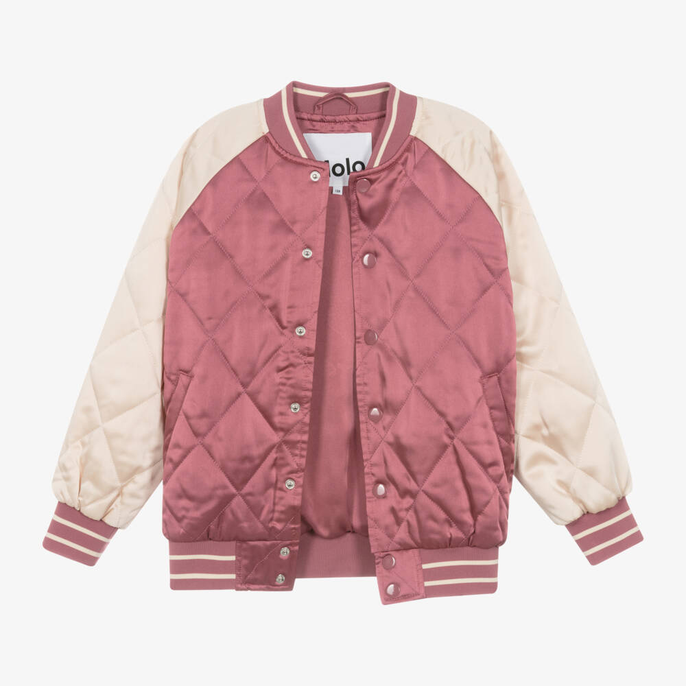 Molo-Girls Satin Quilted Pink Bomber | Childrensalon Outlet