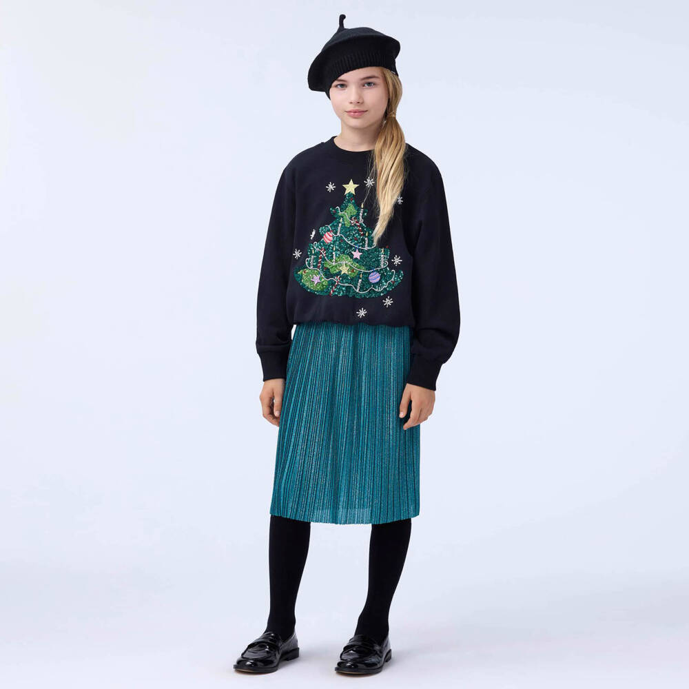 Molo-Girls Shimmering Green Pleated Skirt | Childrensalon Outlet