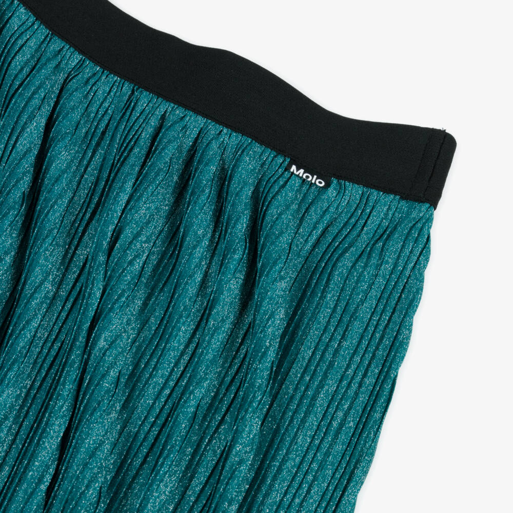Molo-Girls Shimmering Green Pleated Skirt | Childrensalon Outlet