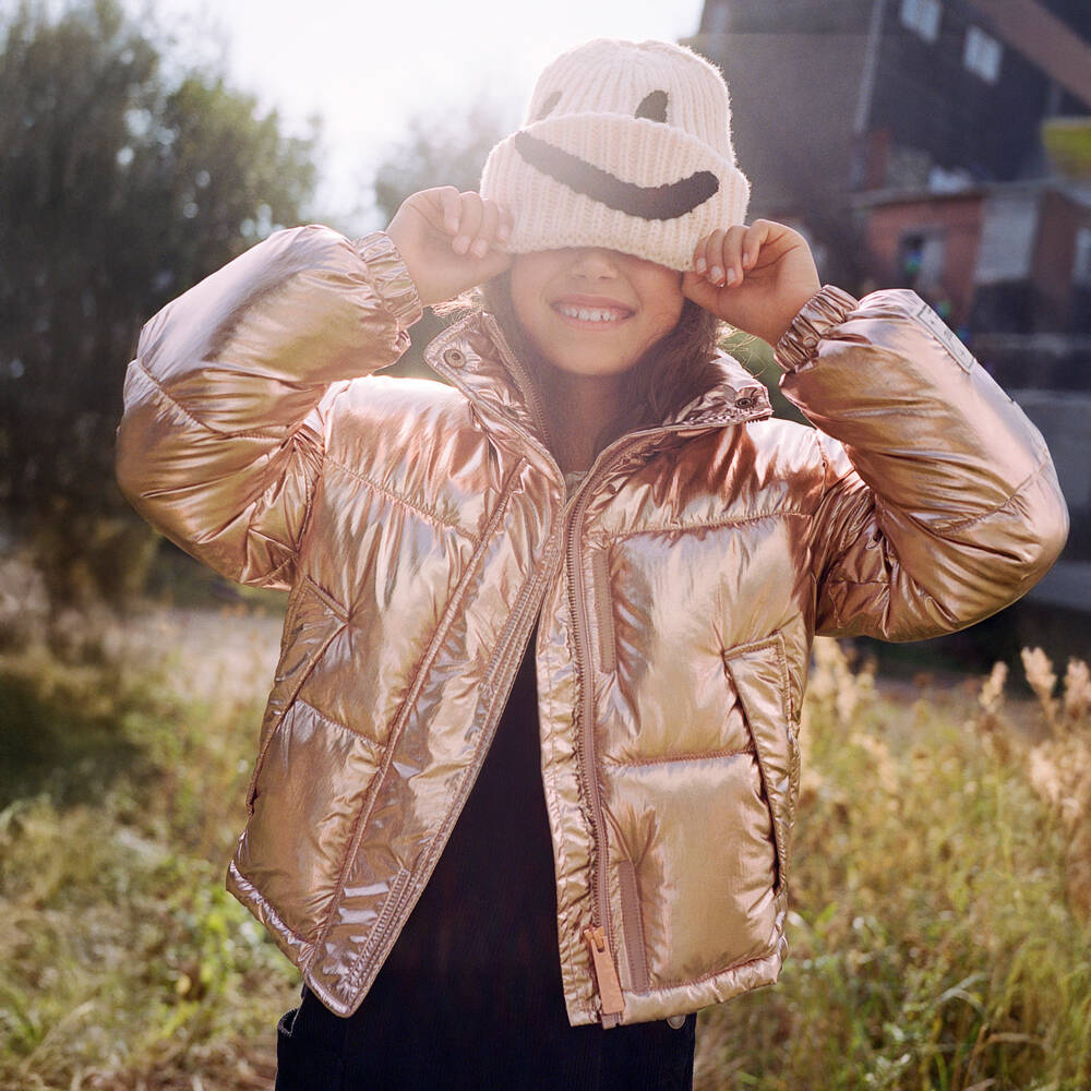 Molo-Girls Shimmering Pink Puffer Coat | Childrensalon Outlet