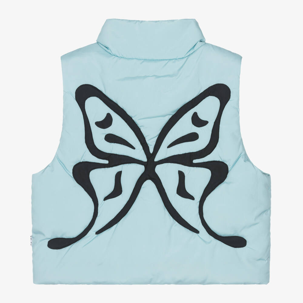 Molo-Girls Sky Blue Butterfly Vest | Childrensalon Outlet