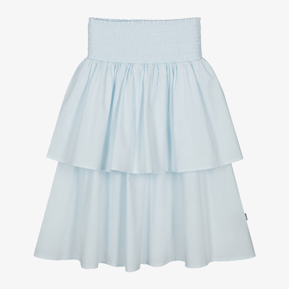 Molo-Girls Sky Blue Ruffled Cotton Skirt | Childrensalon Outlet