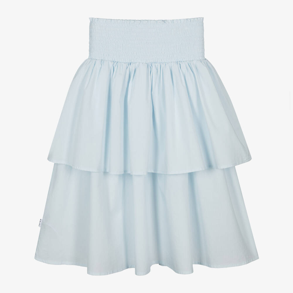 Molo-Girls Sky Blue Ruffled Cotton Skirt | Childrensalon Outlet