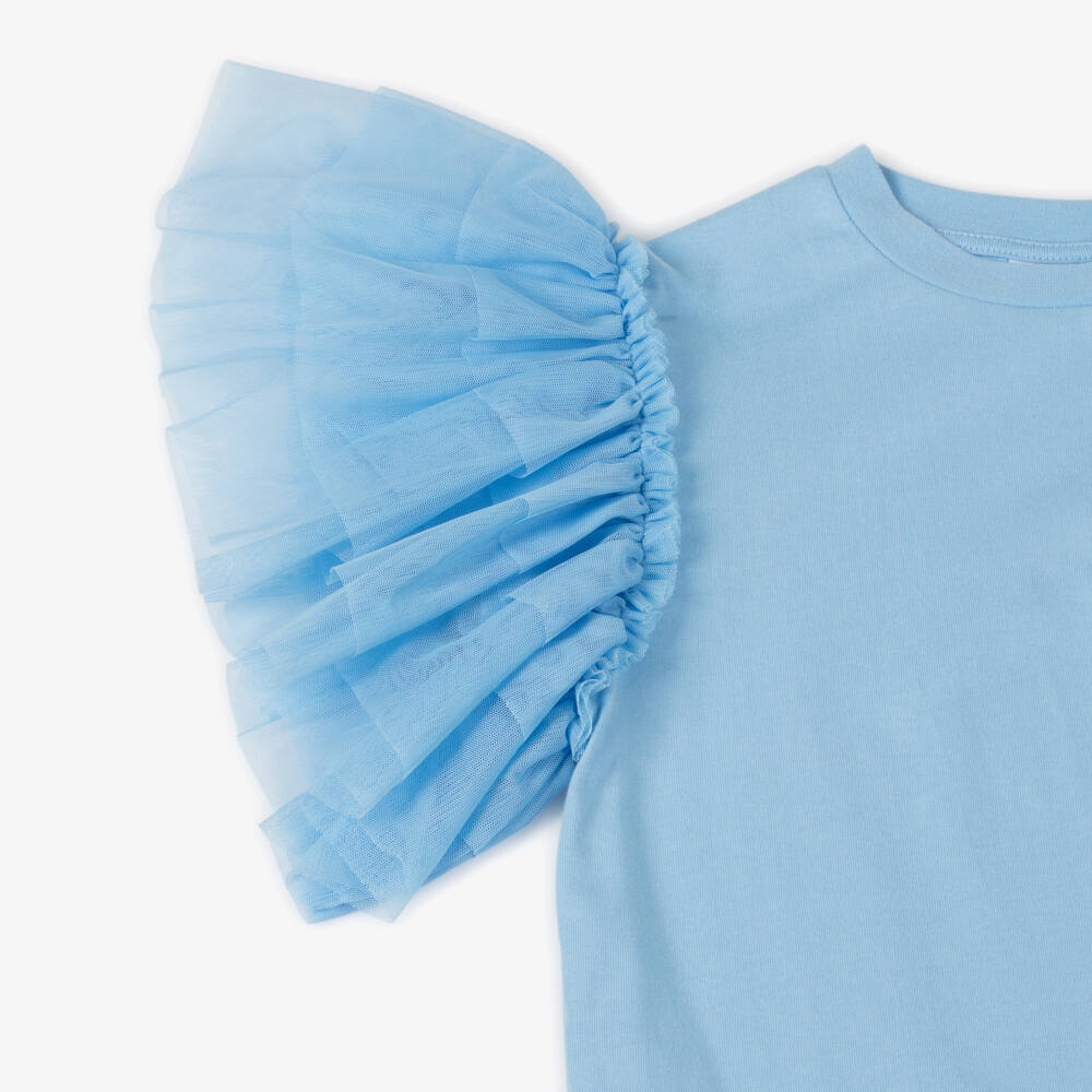 Molo-Топ с небесно-голубыми тюлевыми рукавами для девочек | Childrensalon Outlet