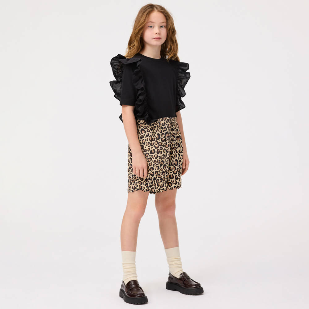 Molo-Girls Soft Black Ruffle Tee | Childrensalon Outlet