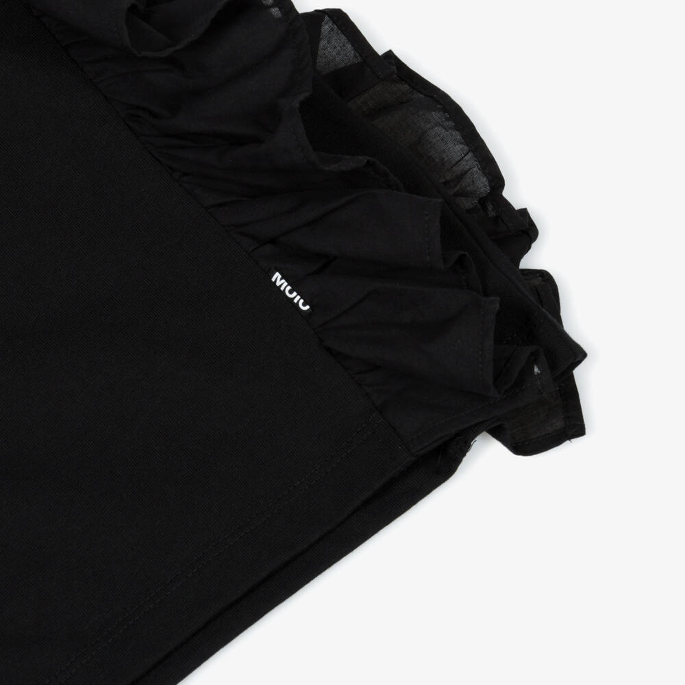Molo-Girls Soft Black Ruffle Tee | Childrensalon Outlet