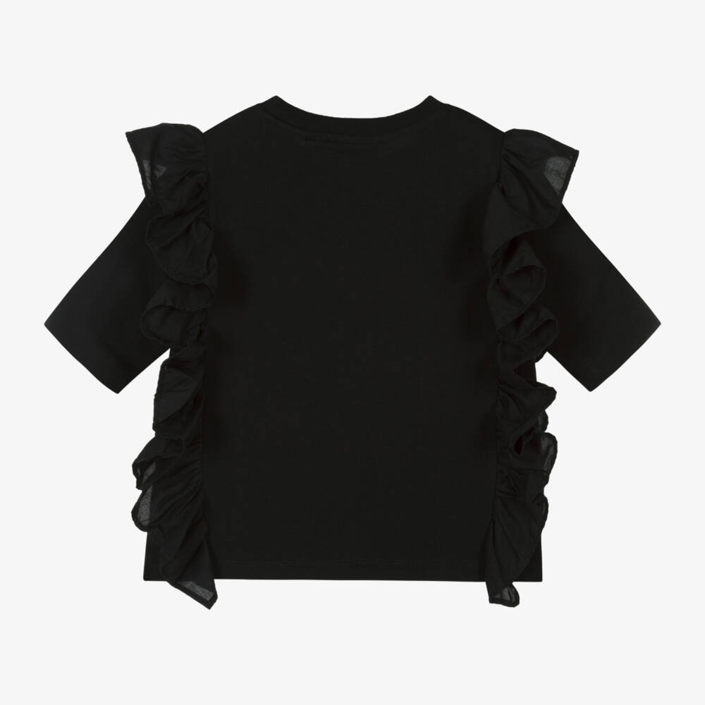Molo-Girls Soft Black Ruffle Tee | Childrensalon Outlet