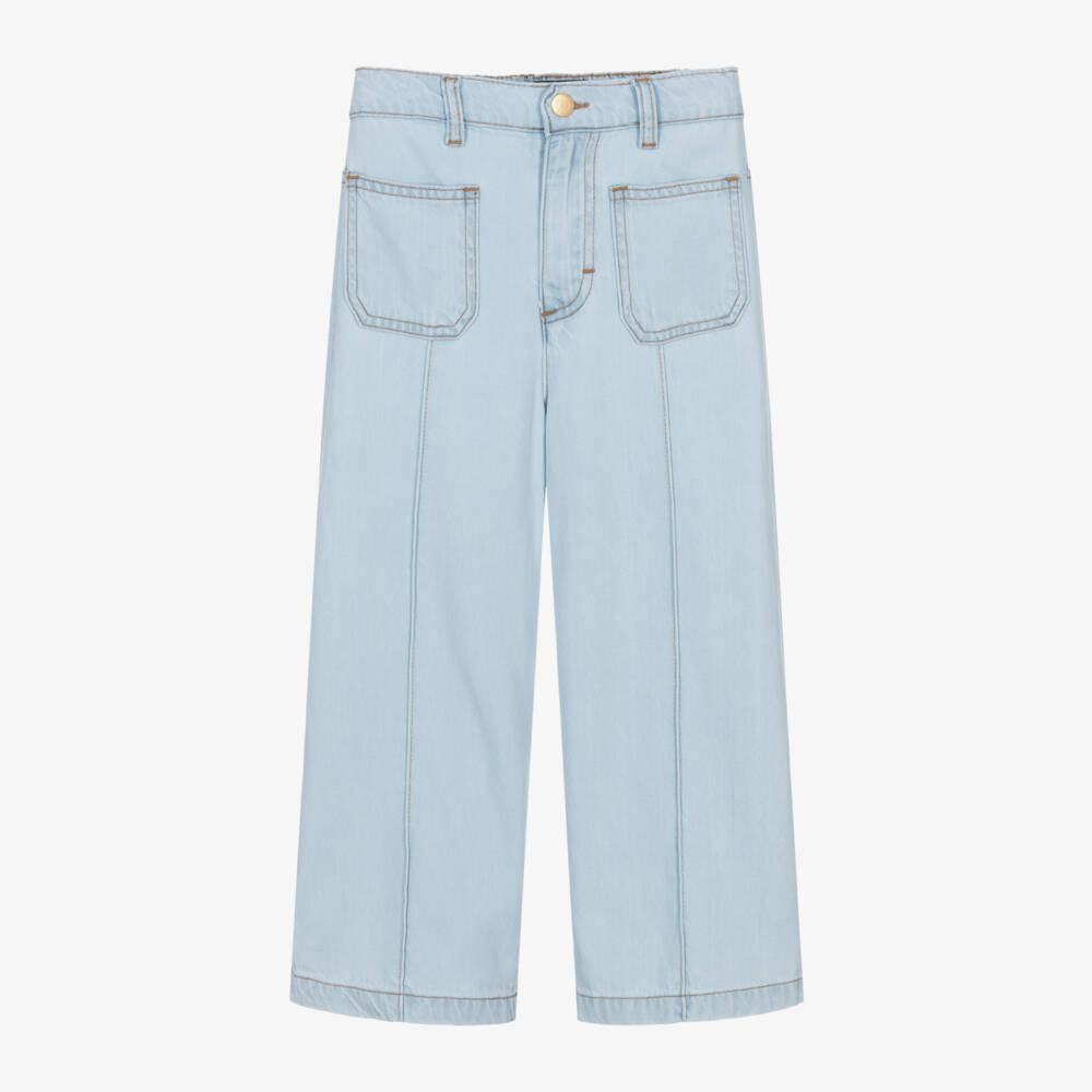 Molo-Girls' Soft Blue Wide-Leg Denim | Childrensalon Outlet