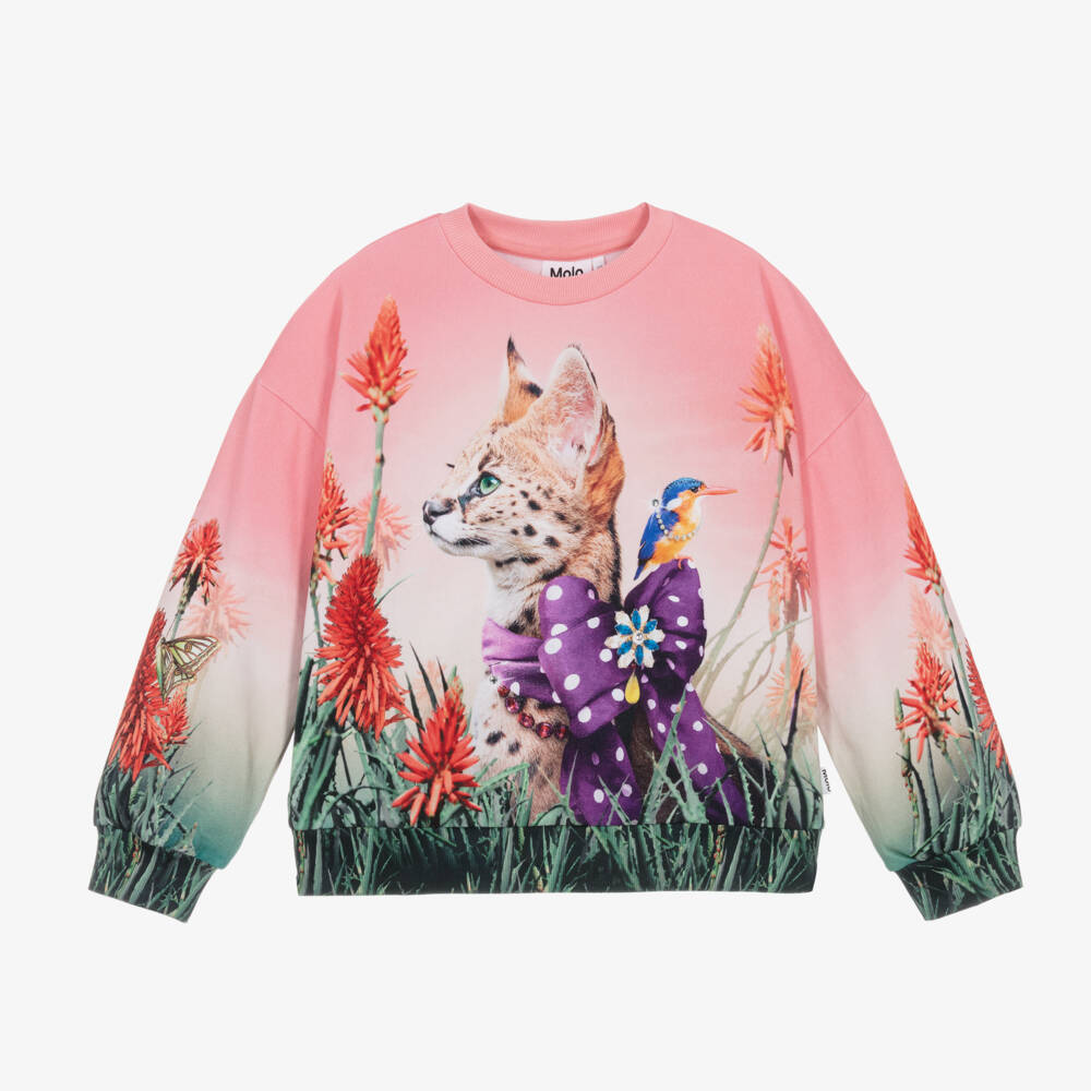 Molo-Мягкий розовый свитер с украшением в виде кошки для девочек | Childrensalon Outlet