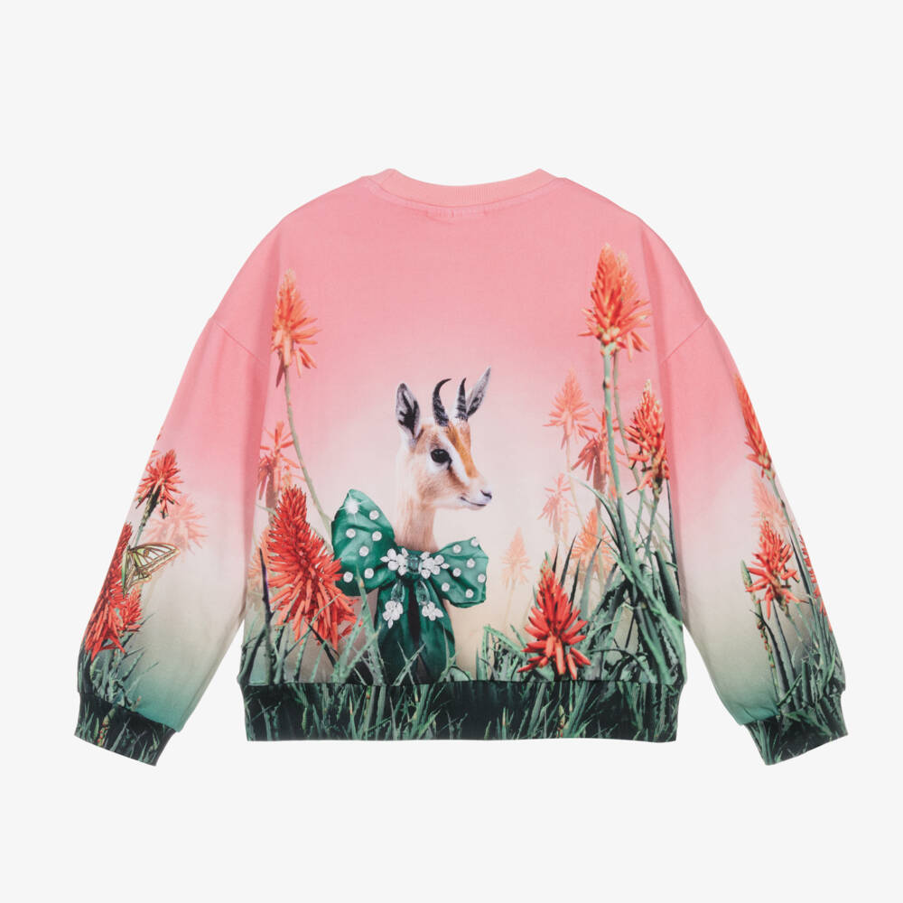 Molo-Мягкий розовый свитер с украшением в виде кошки для девочек | Childrensalon Outlet