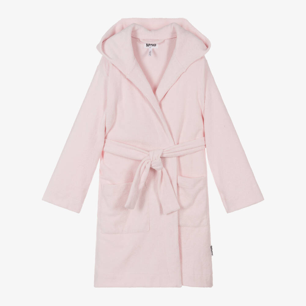 Molo-Girls Soft Pink Hooded Bathrobe | Childrensalon Outlet