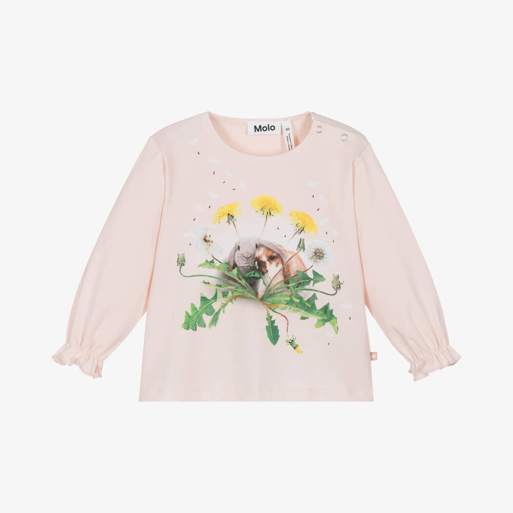 Molo-Girls Soft Pink Rabbit Tee | Childrensalon Outlet