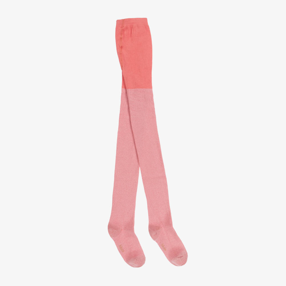 Molo-Girls Sparkling Pink Knit Tights | Childrensalon Outlet